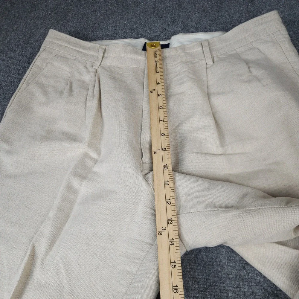 Club Room Mens Pleated Linen Cotton Blend Trousers Beige Oatmeal 38/29 DressPant